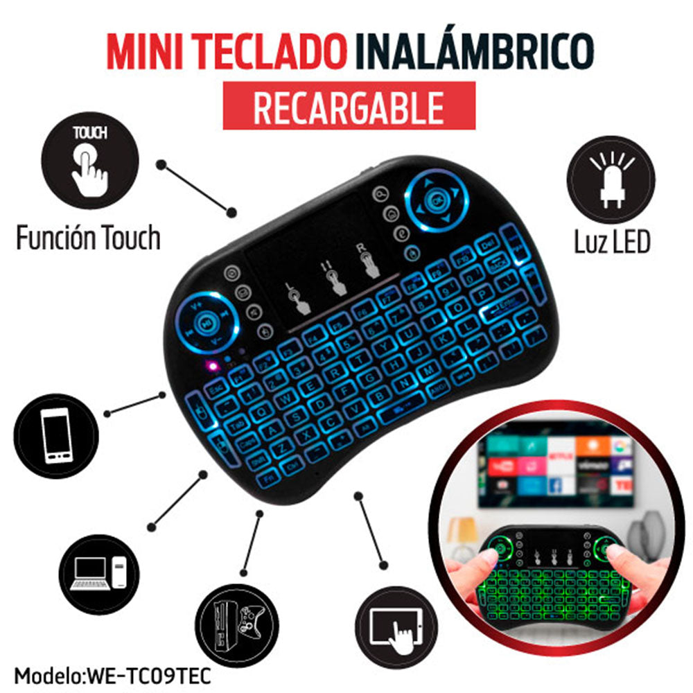 Mini teclado inalámbrico retroiluminado Goldtech — Electroventas